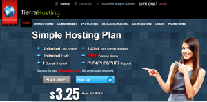 Tierra Hosting offers Unlimited Web Hosting starting at only $3.25 a month - with a FREE domain name!